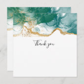 グリーンエメラルド縁ど金ゴールドモダントレンディーありがとう ノートカード (正面/裏面)