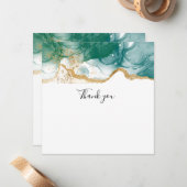 グリーンエメラルド縁ど金ゴールドモダントレンディーありがとう ノートカード (正面/裏面インサイチュ)