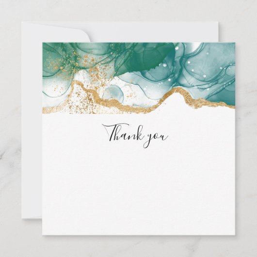 グリーンエメラルド縁ど金ゴールドモダントレンディーありがとう ノートカード (正面)