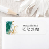 グリーンエメラルド縁ど金ゴールドモダントレンディー水彩 ラベル (インサイチュ)