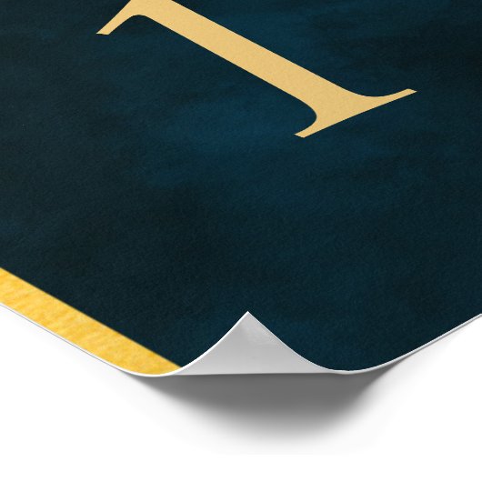 グリーンエメラルド金ゴールドおとぎ話テーブル番号かわいいポー ポスター (角)