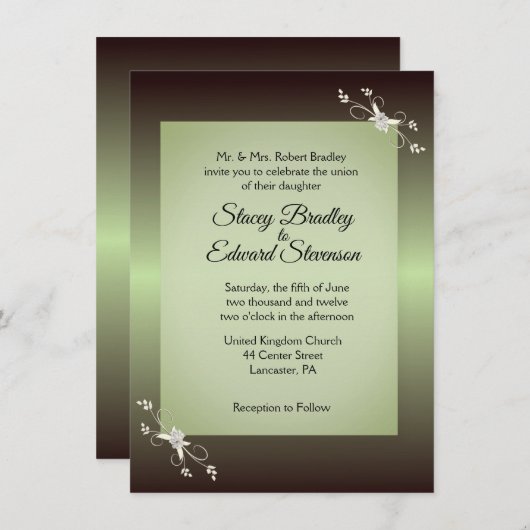 グリーンエレガンスオリーブ結婚式招待状 招待状 (正面/裏面)