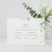 グリーンエレガンスクリーム色の結婚式RSVP 出欠カード (スタンド正面)