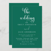 グリーンエレガンスモダンシック結婚式招待状 招待状 (正面/裏面)