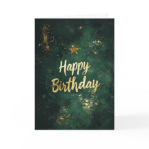 グリーンエレガントおよびフェイク金ゴールド誕生日カード