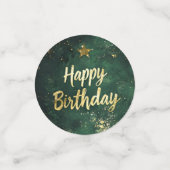 グリーンエレガントおよびフェイク金ゴールド誕生日 コンフェッティ (スモール正面)