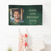 グリーンエレガントおよびフェイク金ゴールド誕生日 横断幕 (インサイチュ)