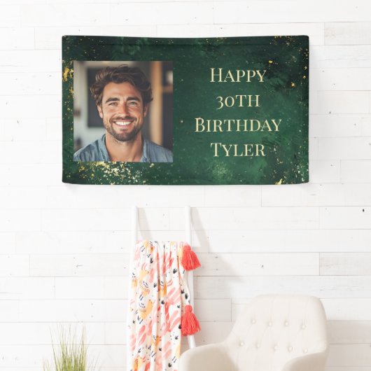 グリーンエレガントおよびフェイク金ゴールド誕生日 横断幕 (インサイチュ)