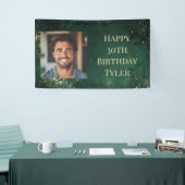 グリーンエレガントおよびフェイク金ゴールド誕生日 横断幕 (トレードショー)