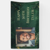 グリーンエレガントおよびフェイク金ゴールド誕生日 横断幕 (縦)