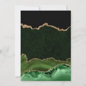 グリーンエレガントおよび金ゴールドグリッターアゲート誕生日 招待状 (裏面)