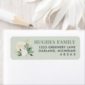 グリーンエレガントおよび金ゴールドフローラ差出人住所 ラベル (インサイチュ)