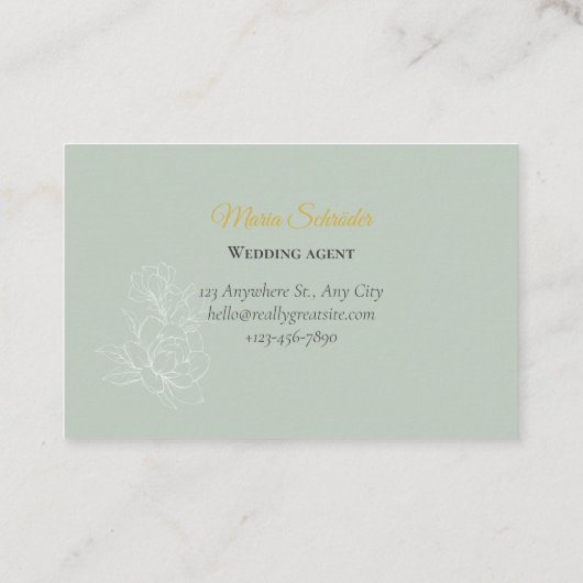 グリーンエレガントおよび金ゴールド名刺 名刺 (裏面)