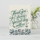 グリーンエレガントとグレーブーケサンキューカード 招待状 (スタンド正面)