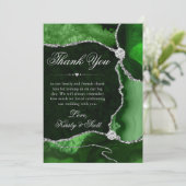 グリーンエレガントとシルバーのグリッターアゲート結婚ト サンキューカード (スタンド正面)