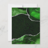 グリーンエレガントとシルバーのフェイクグリッター大理石瑪瑙 出欠カード (裏面)