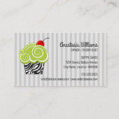 グリーンエレガントとゼブラパターンカップケーキベーキング 名刺 (裏面)