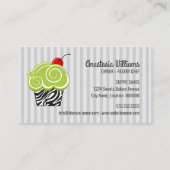 グリーンエレガントとゼブラパターンカップケーキベーキング 名刺 (裏面)
