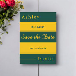 グリーンエレガントとファンシー金ゴールドストライプシック結婚ズ セーブザデート