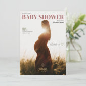 グリーンエレガントとブラウンのミニマリスト、写真付き 招待状 (スタンド正面)