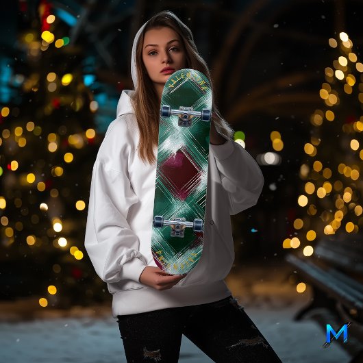 グリーンエレガントとブルゴーニュの格子縞スケートボード スケートボード