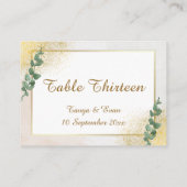 グリーンエレガントと金ゴールドの写真結婚の プレイスカード (裏面)