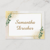 グリーンエレガントと金ゴールドの写真結婚の プレイスカード (正面)