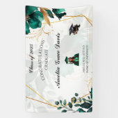 グリーンエレガントと金ゴールドの卒業バナー 横断幕 (縦)