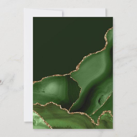 グリーンエレガントと金ゴールドグリッターアゲートスイーツ16 招待状 (裏面)