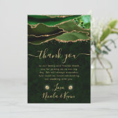 グリーンエレガントと金ゴールドグリッターアゲ結婚ート サンキューカード (スタンド正面)