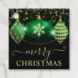 グリーンエレガントと金ゴールドバウブルクリスマス フェイバータグ