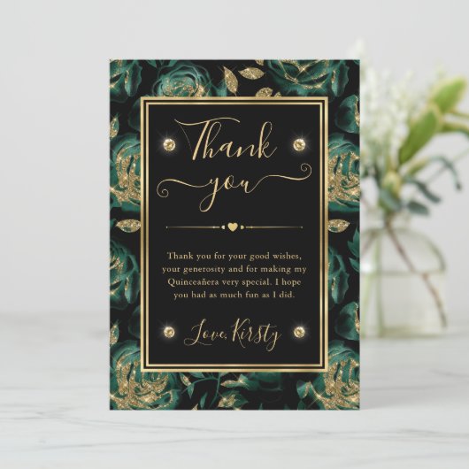 グリーンエレガントと金ゴールドバラフローラキンセアニェラ サンキューカード (スタンド正面)