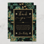 グリーンエレガントと金ゴールドバラフローラキンセアニェラ サンキューカード (正面/裏面)