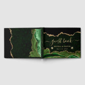 グリーンエレガントと金ゴールドフェイクグリッターアゲ結婚ート ゲストブック (全面)