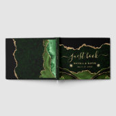 グリーンエレガントと金ゴールドフェイクグリッターアゲ結婚ート ゲストブック (全面)