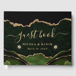 グリーンエレガントと金ゴールドフェイクグリッターアゲ結婚ート ゲストブック