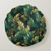 グリーンエレガントと金ゴールドモンステラ離れズ ラウンドクッション (裏面)
