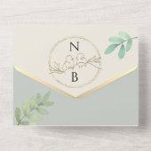 グリーンエレガントと金ゴールド結婚ズ オールインワン招待状 (裏面)