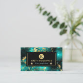 グリーンエレガントと金ゴールド銀河系大理石 名刺 (スタンド正面)