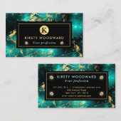グリーンエレガントと金ゴールド銀河系大理石 名刺 (正面/裏面)