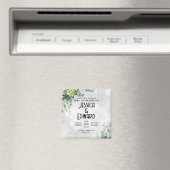 グリーンエレガントなウェディングウォーターカラーミニマルフローラ マグネット (インサイチュ (食洗機))