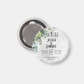 グリーンエレガントなウェディングウォーターカラーミニマルフローラ マグネット (正面/裏面)