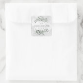 グリーンエレガントなウェディングウォーター色のフローラカップル スクエアシール (バッグ)