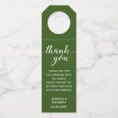 グリーンエレガントの上に白く結婚ありがとう ボトルネックタグ (正面)