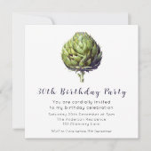グリーンエレガントアーティチョーク誕生日招待状 カード (正面)