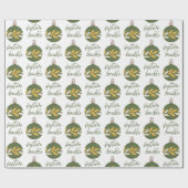 グリーンエレガントイエロークリスマスフェスティバルバウブル ラッピングペーパー (フラット)