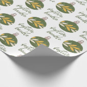 グリーンエレガントイエロークリスマスフェスティバルバウブル ラッピングペーパー (角)