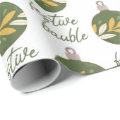 グリーンエレガントイエロークリスマスフェスティバルバウブル ラッピングペーパー (ロールコーナー)