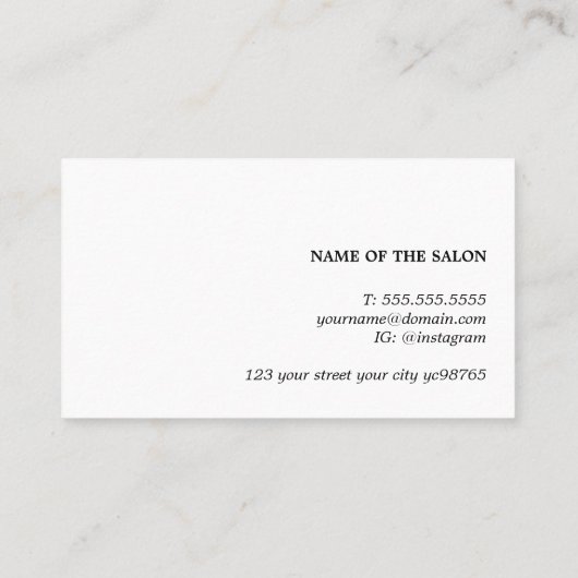 グリーンエレガントイエローパステルヘアサロン 名刺 (裏面)