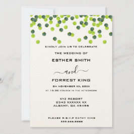 グリーンエレガントイエロー水玉模様デザイン結婚ズ 招待状
